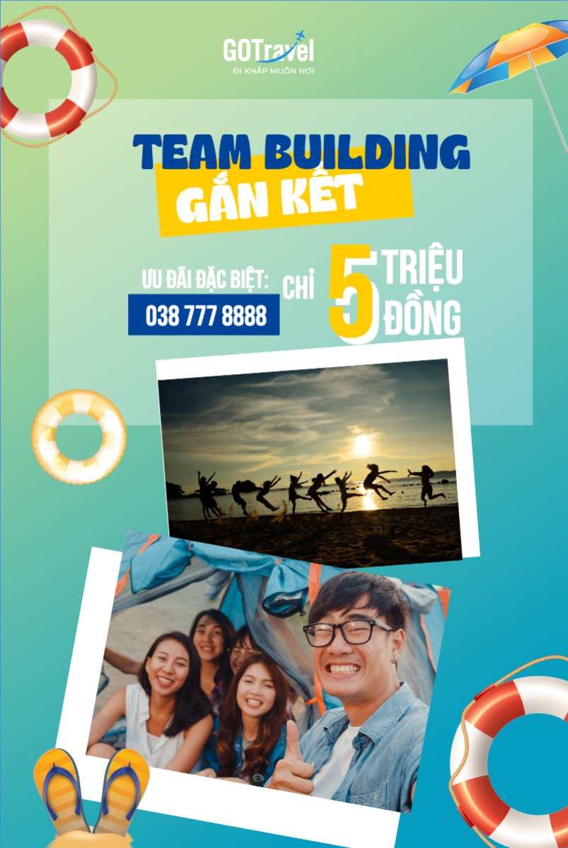 Mẫu Bài post MXH dọc Team building, Du lịch, travel, tourism, trải nghiệm, khám phá — LayerPic