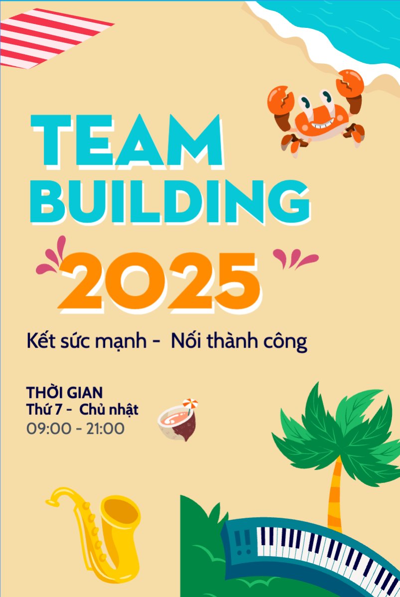 Mẫu Bài post MXH dọc Team building, Du lịch, travel, tourism, trải nghiệm, khám phá — LayerPic