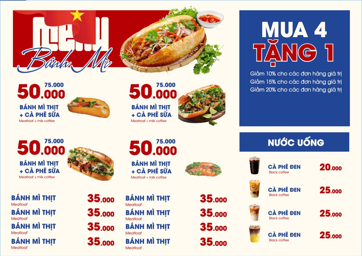 Mẫu Menu tờ rời (ngang) Menu ngày lễ — LayerPic