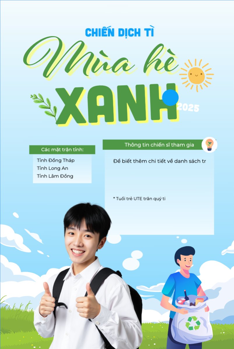Mẫu Bài post MXH dọc Mùa hè xanh, tình nguyện, thiện nguyện, nhập học, giáo dục, education, school, trường học — LayerPic