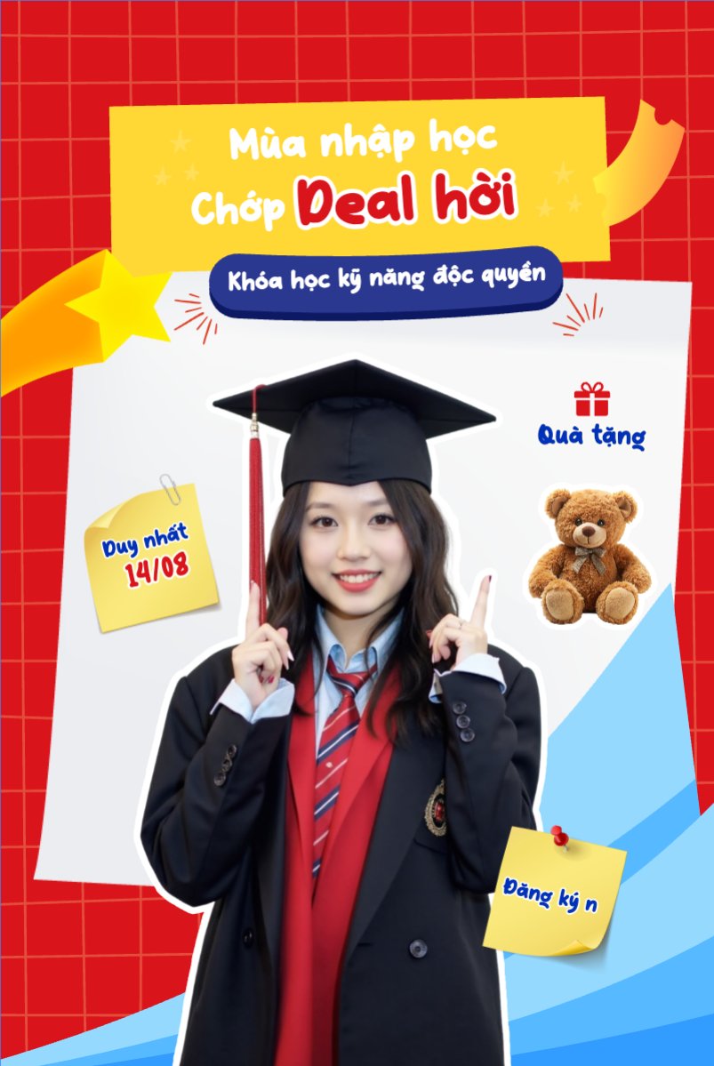 Mẫu Bài post MXH dọc Xét tuyển, tuyển sinh, tựu trường, nhập học, giáo dục, education, school, trường học, ngoại ngữ — LayerPic