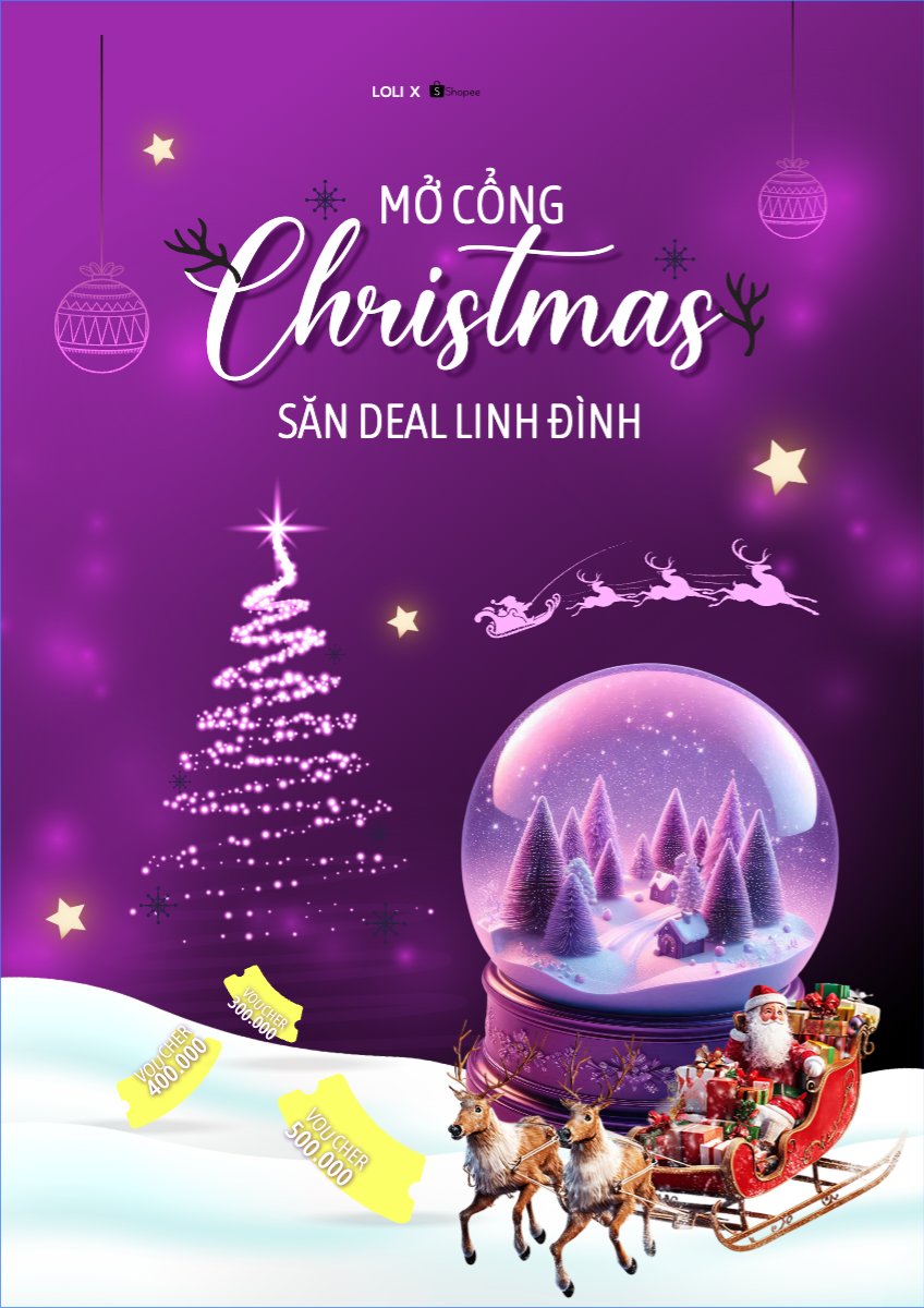 Mẫu Poster chuẩn Mở cổng Christmas săn deal linh đình — LayerPic