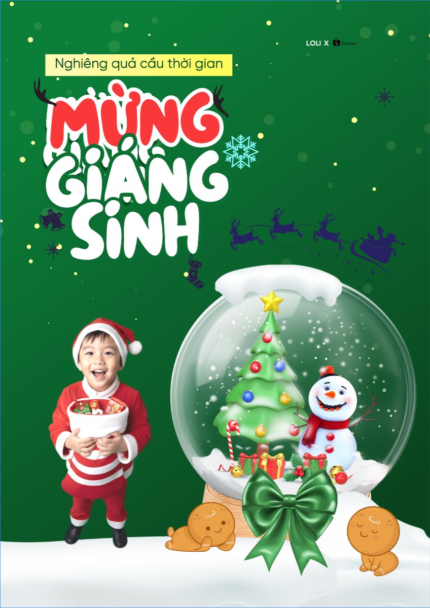 Mẫu Poster chuẩn Nghiêng quả cầu thời gian mừng giáng sinh — LayerPic