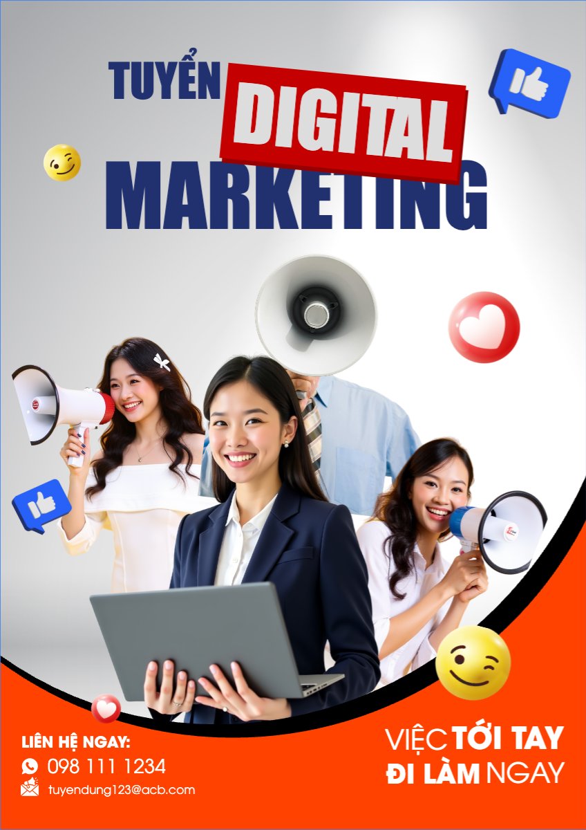 Mẫu Poster chuẩn Tuyển dụng digital marketing — LayerPic