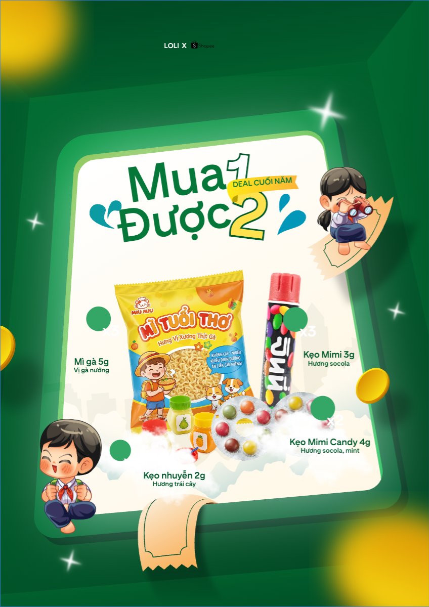 Mẫu Poster chuẩn Mua 1 được 2 deal cuối năm — LayerPic