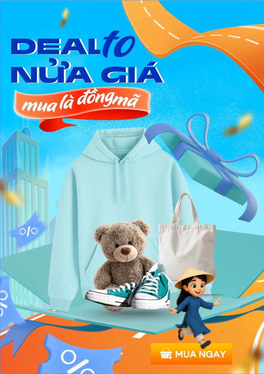 Mẫu Poster chuẩn Deal to nửa giá mua là đồng mã — LayerPic