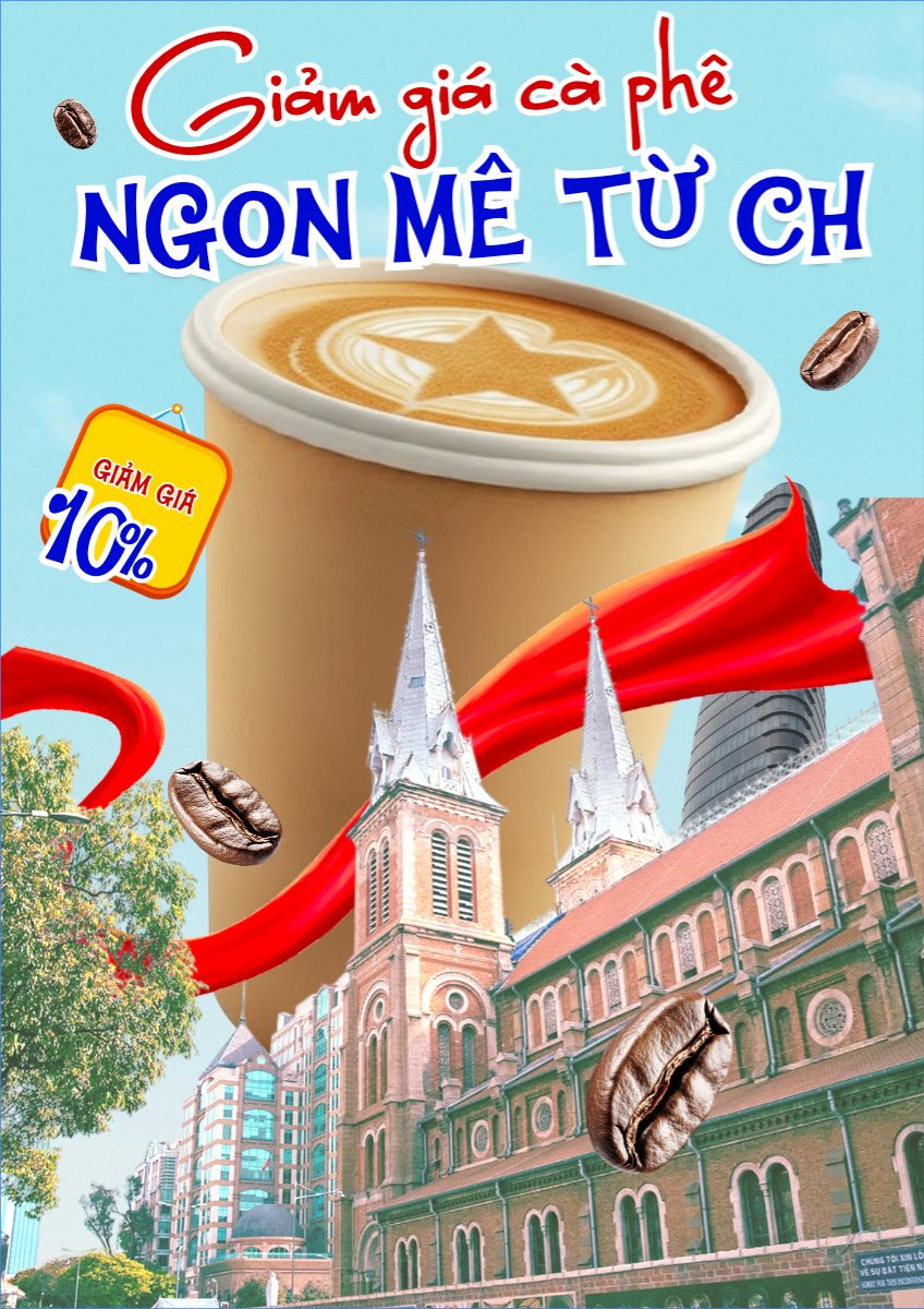 Mẫu Poster chuẩn Giảm giá cà phê ngon mê từ chối — LayerPic