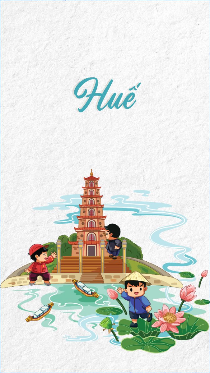 Mẫu Hình nền điện thoại Huế, Việt Nam, địa danh, du lịch, travel, dễ thương, cute, chibi, hoạt hình, cartoon — LayerPic