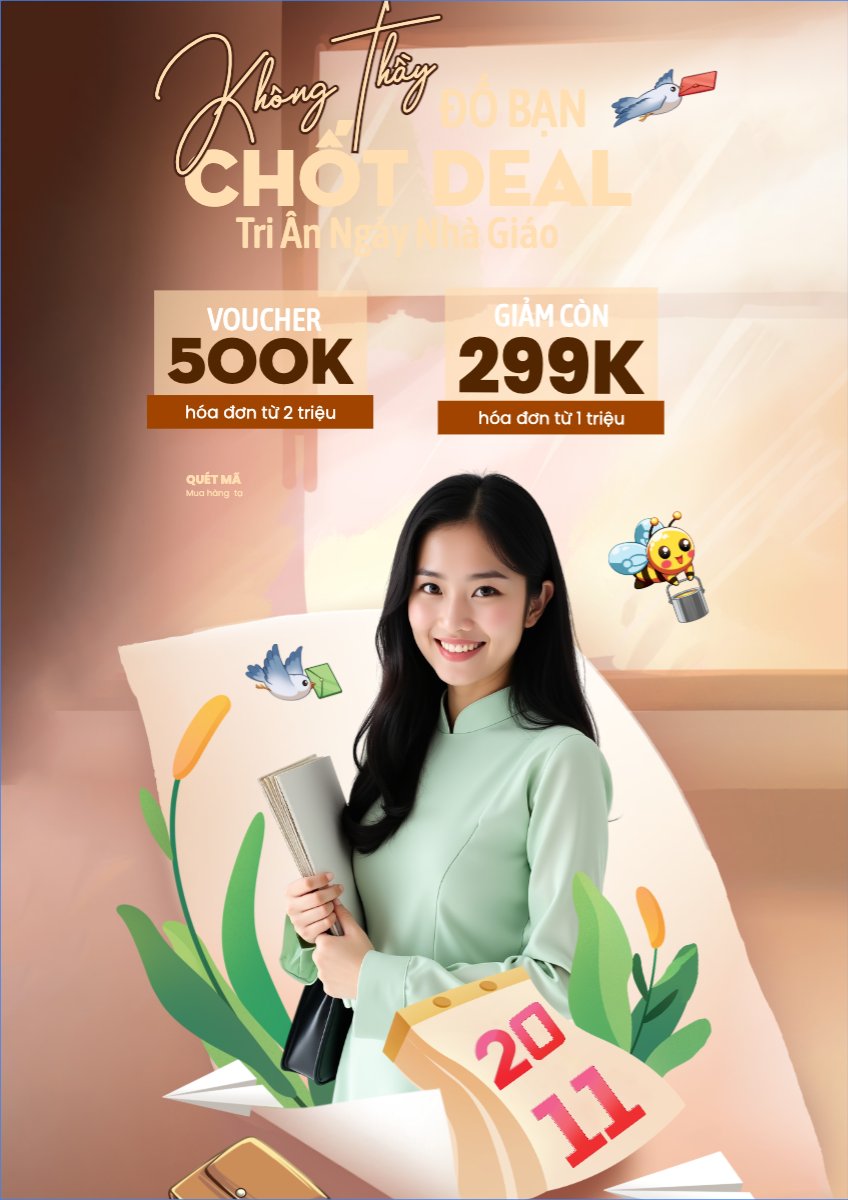 Mẫu Poster chuẩn Không thầy đố bạn chốt deal 20/11 — LayerPic