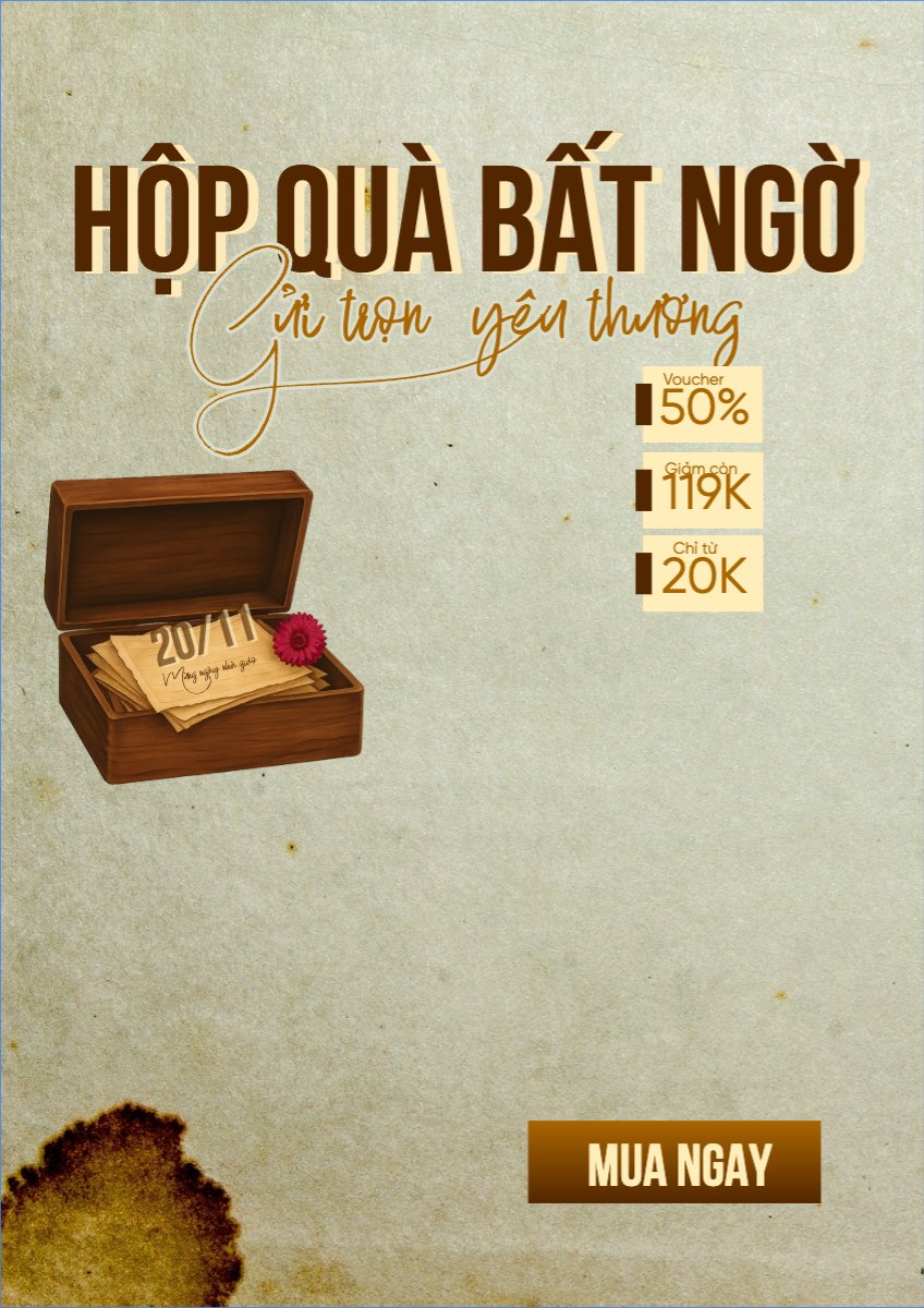 Mẫu Poster chuẩn Sale hộp quà bất ngờ 20/11 — LayerPic