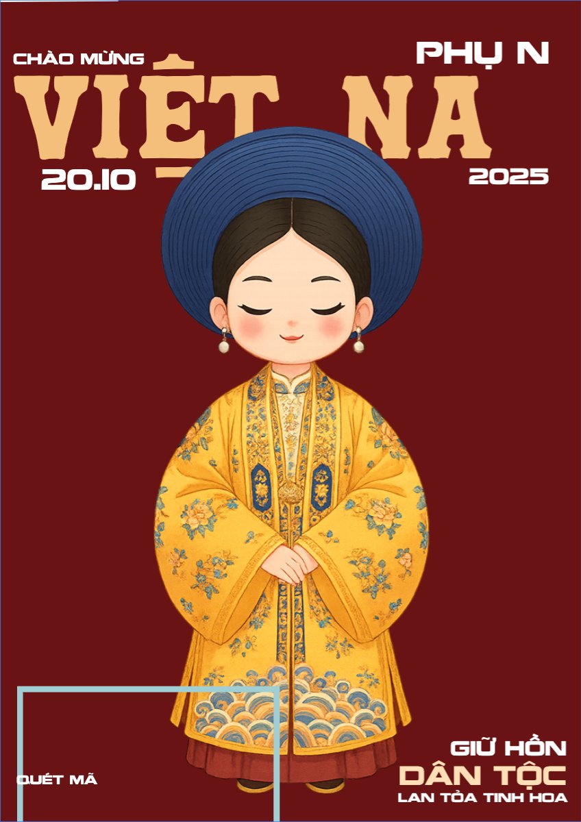 Mẫu Poster chuẩn 20/10, Ngày phụ nữ Việt Nam, Vietnamese Women's Day, phụ nữ, sự kiện, event, dễ thương, cute, chibi, hoạt hình, cartoon — LayerPic