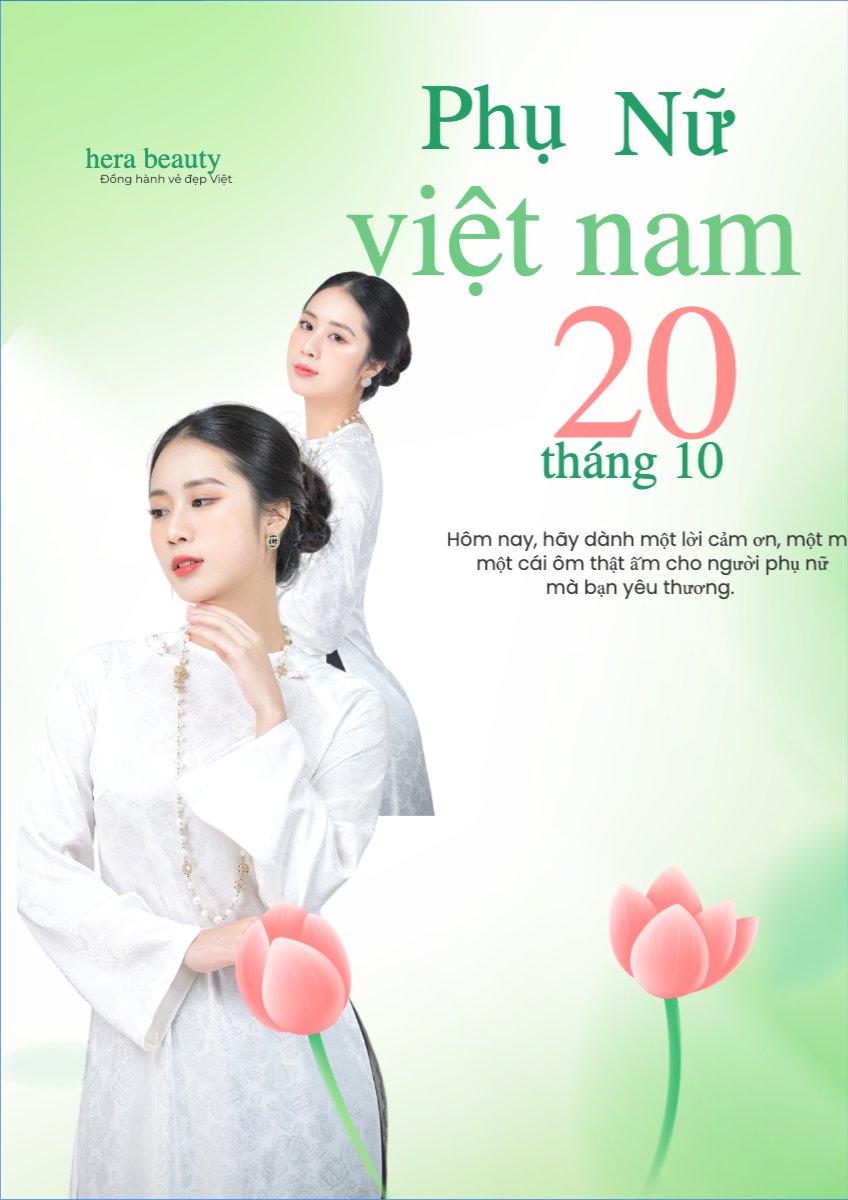 Mẫu Poster chuẩn 20/10, Ngày phụ nữ Việt Nam, Vietnamese Women's Day, phụ nữ, sự kiện, event, thông báo, chúc mừng, mỹ phẩm, làm đẹp, beauty, hiện đại, modern, hoa lá — LayerPic