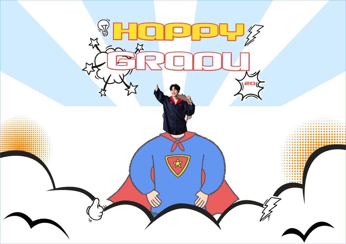 Mẫu Thiệp chúc mừng Tốt nghiệp, kỉ yếu, Graduation, yearbook, dễ thương, cute, chibi, hoạt hình, cartoon, superman — LayerPic