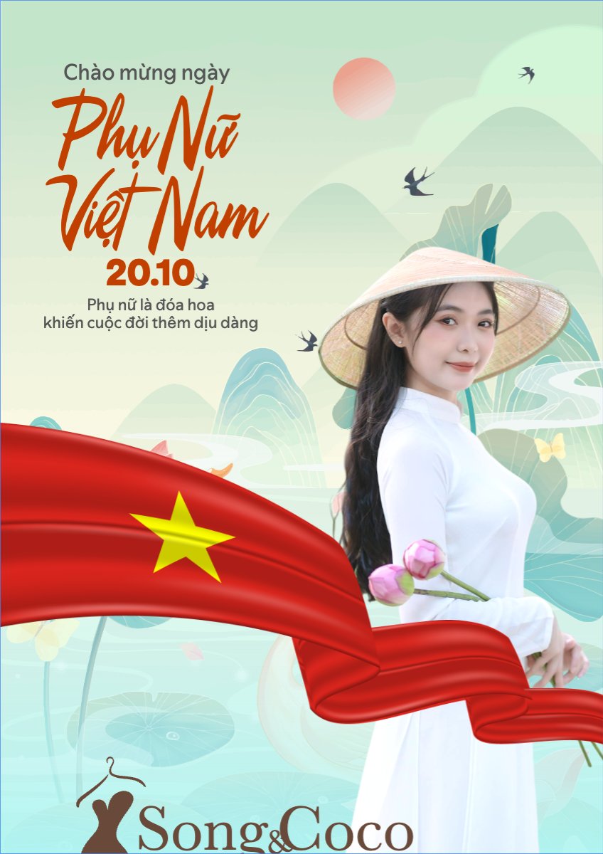 Mẫu Poster chuẩn 20/10, Ngày phụ nữ Việt Nam, Vietnamese Women's Day, phụ nữ, sự kiện, event, thông báo, chúc mừng, mỹ phẩm, làm đẹp, beauty, hiện đại, modern, hoa lá — LayerPic