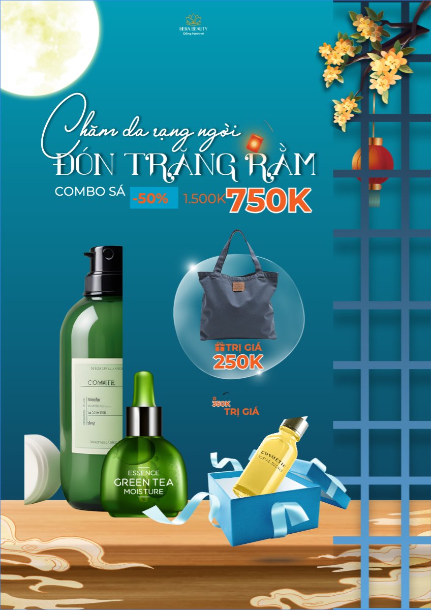 Mẫu Poster chuẩn Trung thu, Tết Đoàn Viên, mid-autumn festival, sự kiện, event, lễ hội, festival, mỹ phẩm, beauty, làm đẹp, sale, giảm giá, hiện đại, modern — LayerPic