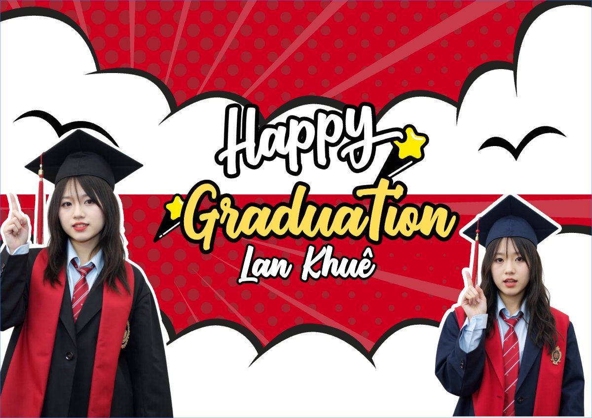 Mẫu Thiệp chúc mừng Tốt nghiệp, kỉ yếu, Graduation, yearbook, dễ thương, cute, chibi, hoạt hình, cartoon, superman — LayerPic