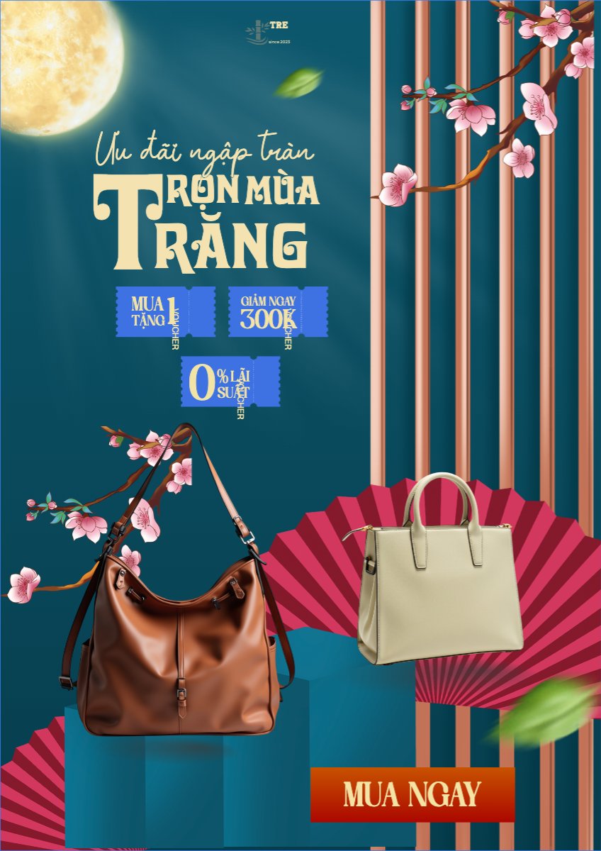 Mẫu Poster chuẩn Trung thu, Tết Đoàn Viên, mid-autumn festival, sự kiện, event, lễ hội, festival, fashion, thời trang, túi, bag, outfit, hiện đại, modern — LayerPic