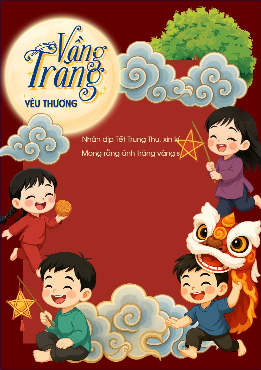 Mẫu Poster chuẩn Trung thu, Tết Đoàn Viên, mid-autumn festival, sự kiện, event, dễ thương, cute, chibi, hoạt hình, cartoon — LayerPic