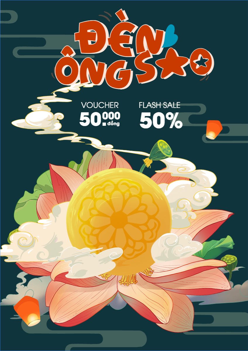Mẫu Poster chuẩn Trung thu, Tết Đoàn Viên, mid-autumn festival, sự kiện, event, lễ hội, festival, ẩm thực, food, bánh trung thu, cute, dễ thương — LayerPic