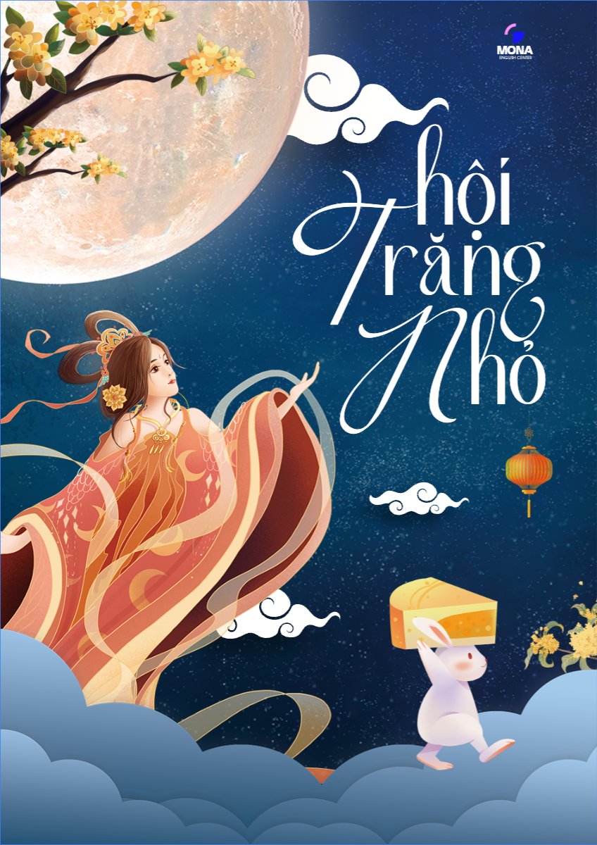 Mẫu Poster chuẩn Trung thu, Tết Đoàn Viên, mid-autumn festival, sự kiện, event, dễ thương, cute, chibi, hoạt hình, cartoon — LayerPic