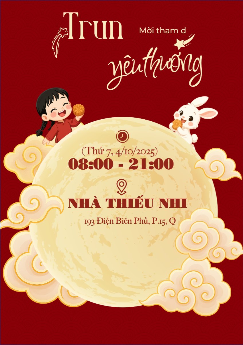 Mẫu Poster chuẩn Trung thu, Tết Đoàn Viên, mid-autumn festival, sự kiện, event, dễ thương, cute, chibi, hoạt hình, cartoon — LayerPic