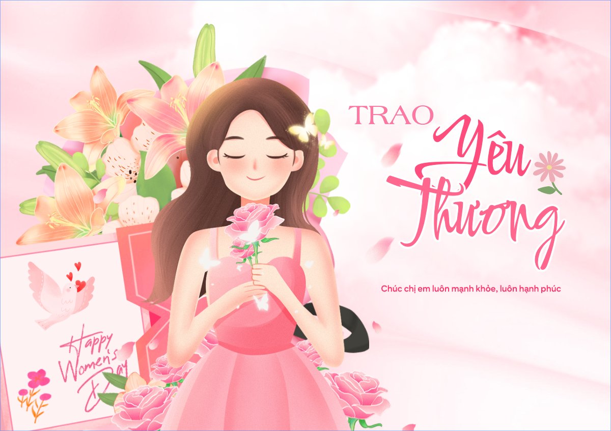 Mẫu Thiệp chúc mừng Trao gửi yêu thương 8/3 — LayerPic