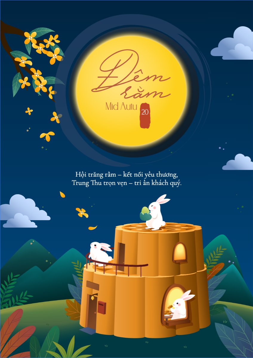 Mẫu Poster chuẩn Trung thu, Tết Đoàn Viên, mid-autumn festival, sự kiện, event, lễ hội, festival, dễ thương, cute, hiện đại, modern — LayerPic