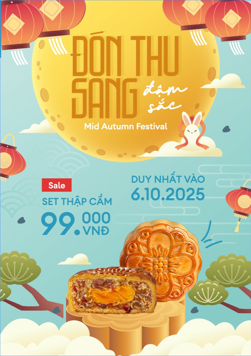 Mẫu Poster chuẩn Trung thu, Tết Đoàn Viên, mid-autumn festival, sự kiện, event, lễ hội, festival, ẩm thực, food, bánh trung thu, cute, dễ thương — LayerPic