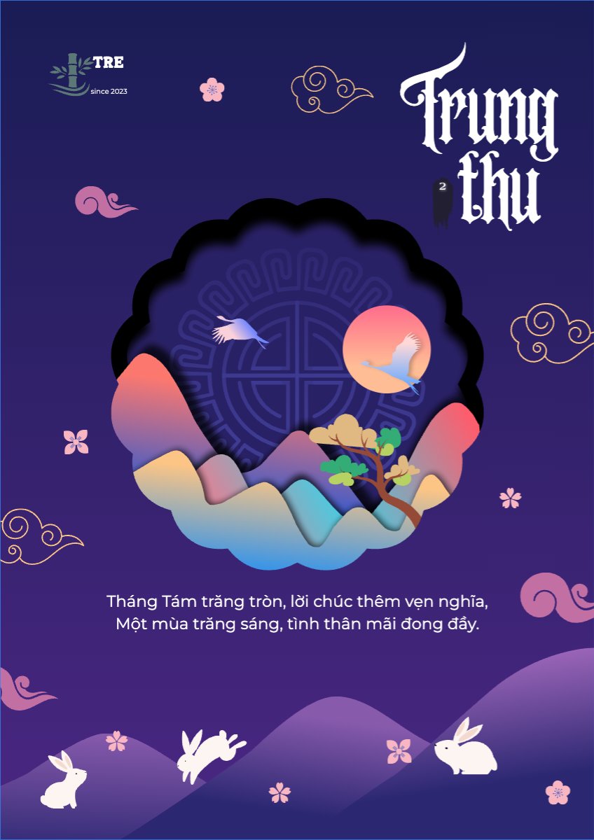 Mẫu Poster chuẩn Trung thu, Tết Đoàn Viên, mid-autumn festival, sự kiện, event, lễ hội, festival, dễ thương, cute, hiện đại, modern — LayerPic