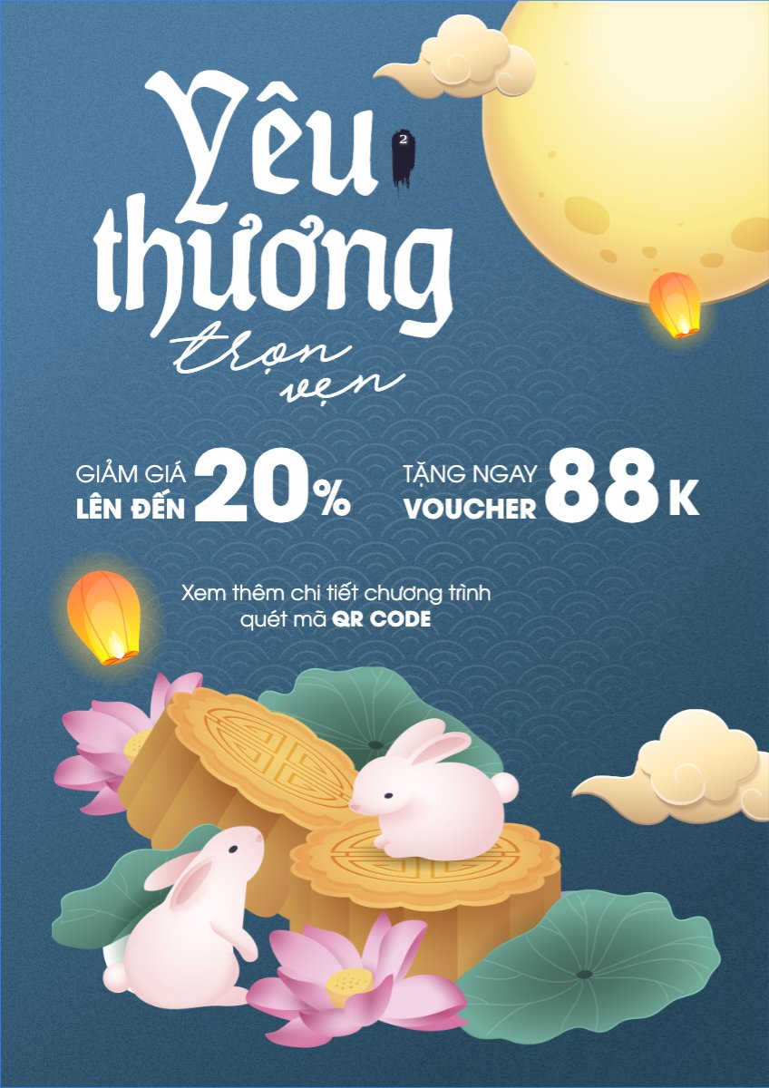 Mẫu Poster chuẩn Trung thu, Tết Đoàn Viên, mid-autumn festival, sự kiện, event, lễ hội, festival, sale, giảm giá, cute, dễ thương — LayerPic
