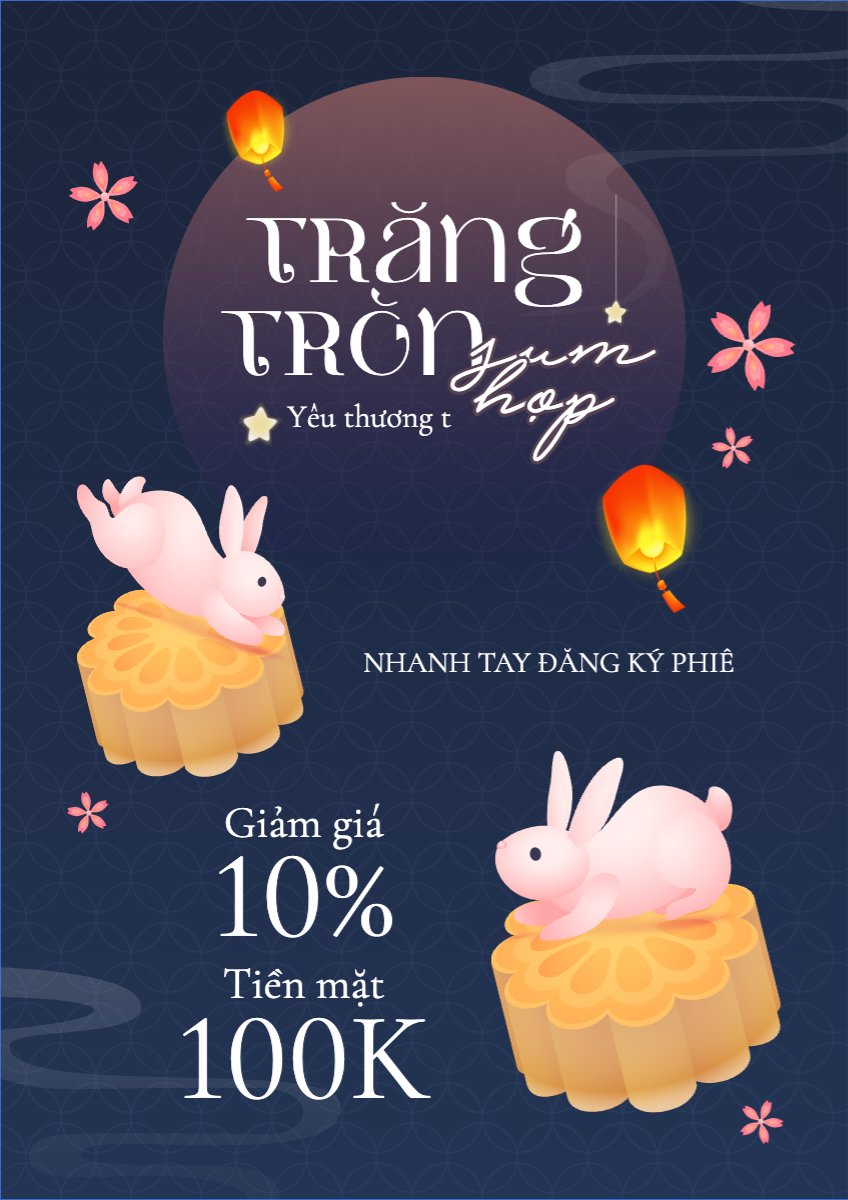 Mẫu Poster chuẩn Trung thu, Tết Đoàn Viên, mid-autumn festival, sự kiện, event, lễ hội, festival, sale, giảm giá, dễ thương, cute — LayerPic