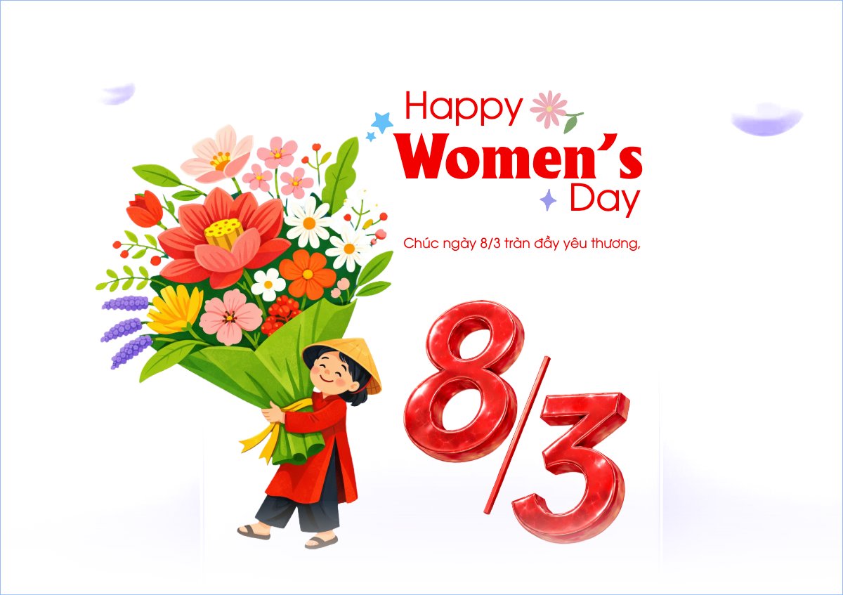 Mẫu Thiệp chúc mừng Happy Women's Day 8/3 — LayerPic