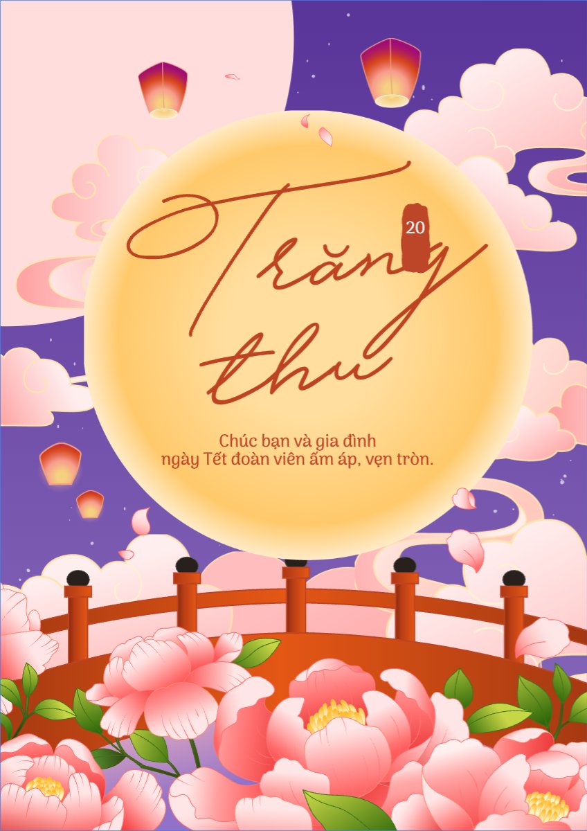 Mẫu Poster chuẩn Trung thu, Tết Đoàn Viên, mid-autumn festival, sự kiện, event, lễ hội, festival, dễ thương, cute, chibi, hoạt hình, cartoon — LayerPic