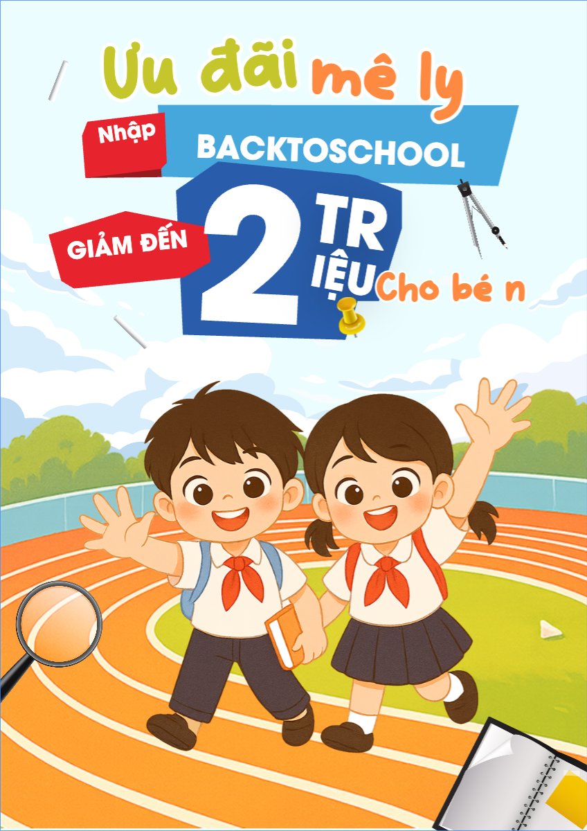 Mẫu Poster chuẩn Tựu trường, đến trường, nhập học, giáo dục, education, school, trường học, dễ thương, cute, chibi, hoạt hình, cartoon — LayerPic