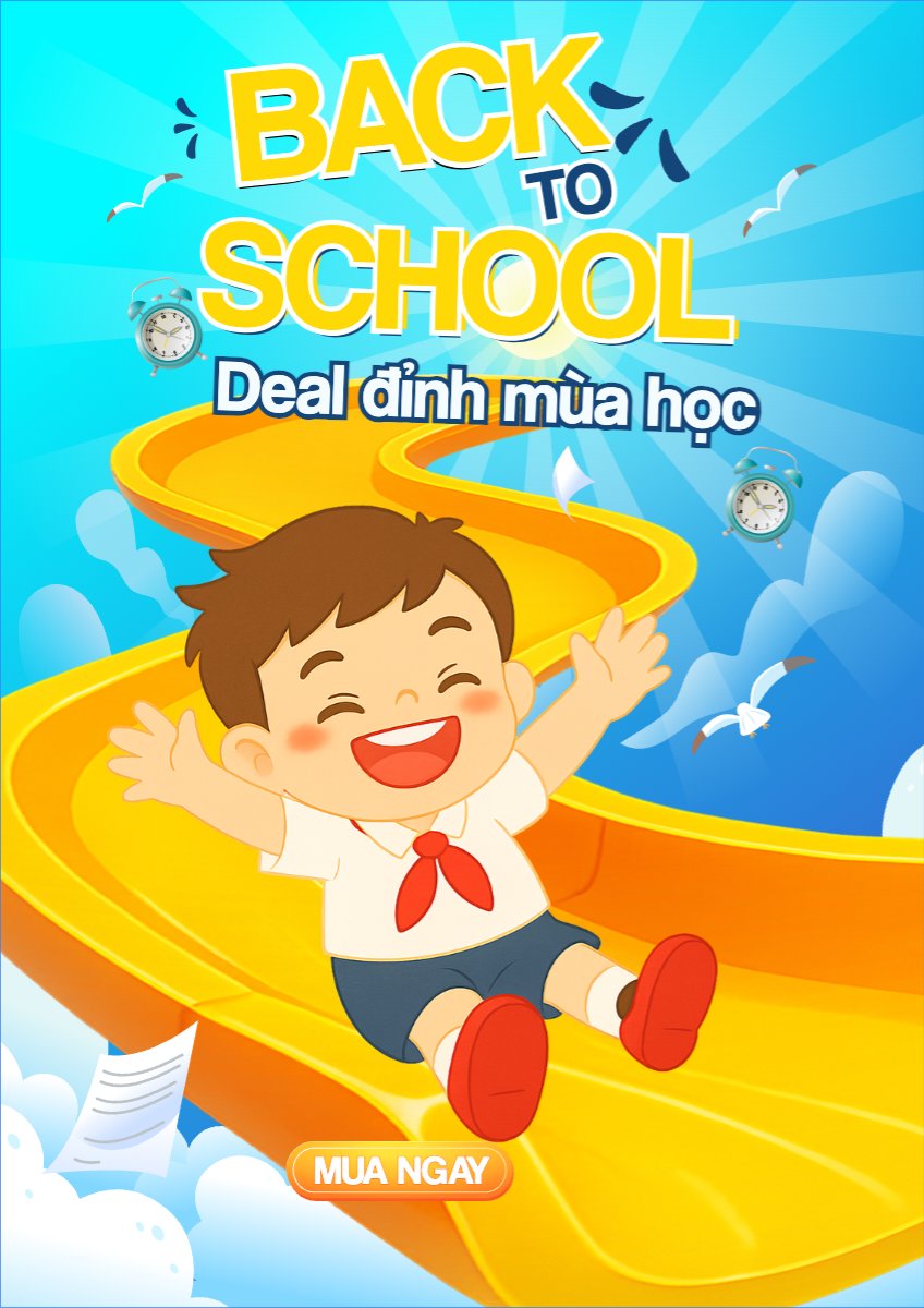 Mẫu Poster chuẩn Tựu trường, đến trường, nhập học, giáo dục, education, school, trường học, dễ thương, cute, chibi, hoạt hình, cartoon — LayerPic