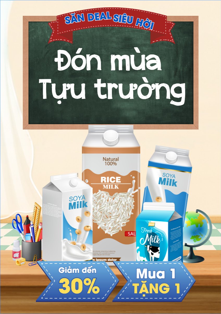 Mẫu Poster chuẩn Tựu trường, đến trường, nhập học, back to school, giáo dục, education, school, trường học, hiện đại, modern — LayerPic
