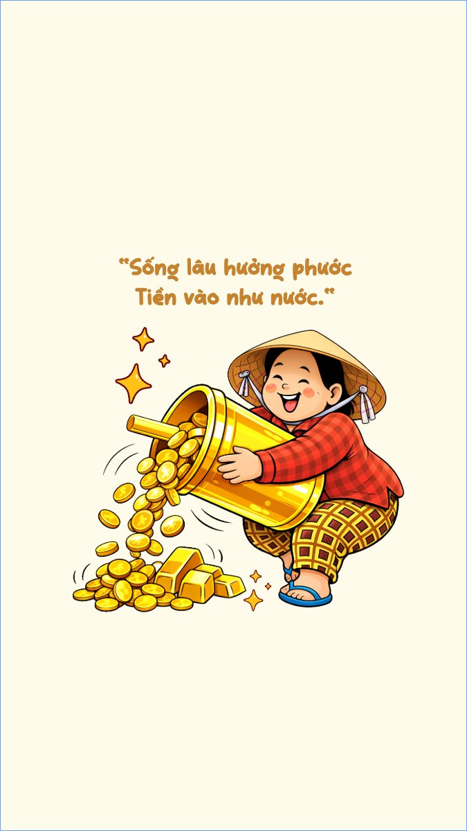 Mẫu Hình nền điện thoại Sống lâu hưởng phước, tiền vô như nước — LayerPic