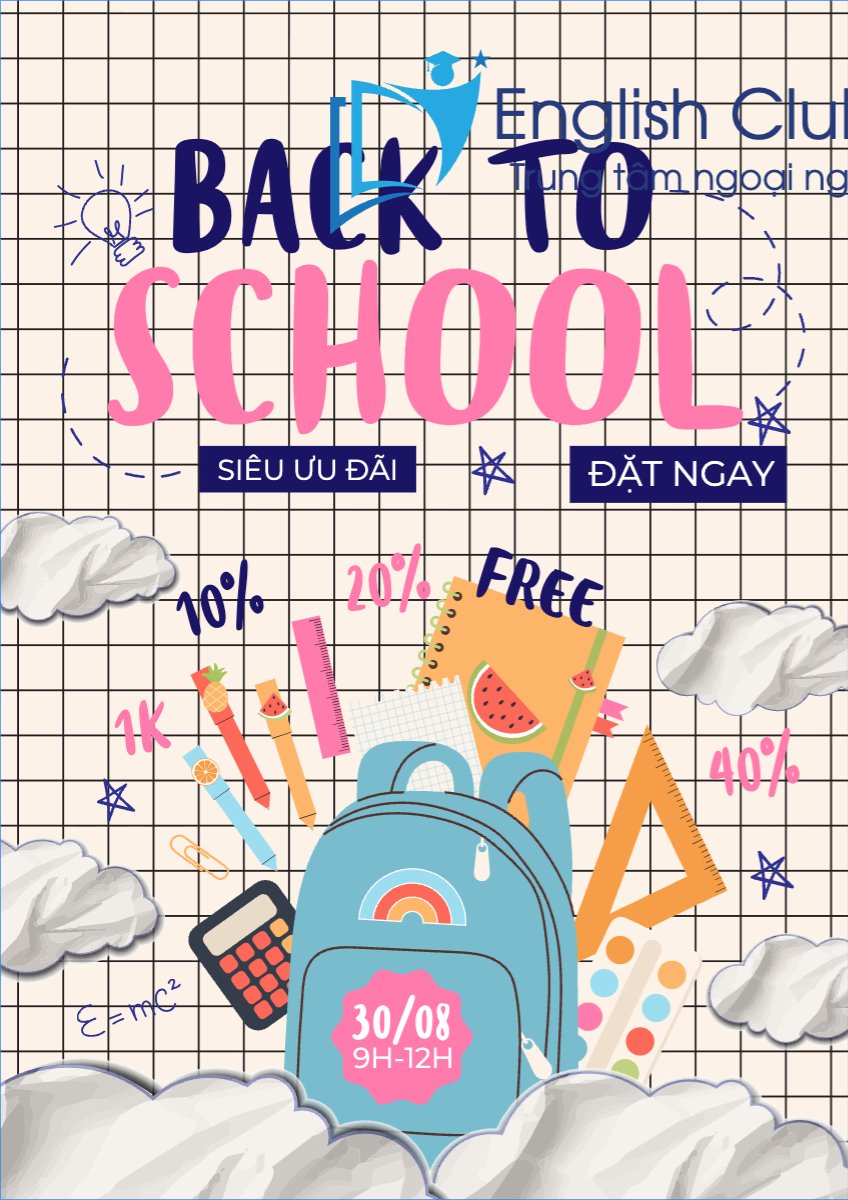 Mẫu Poster chuẩn Tựu trường, đến trường, nhập học, back to school, giáo dục, education, school, trường học, hiện đại, modern — LayerPic