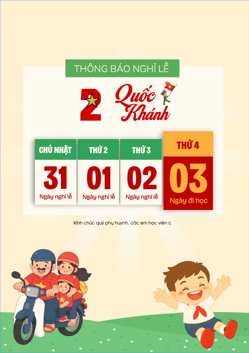 Mẫu Poster chuẩn 2/9, Quốc Khánh, lễ hội, thông báo, lịch nghỉ, Việt Nam, sự kiện, dễ thương, cute, chibi, hoạt hình, cartoon — LayerPic