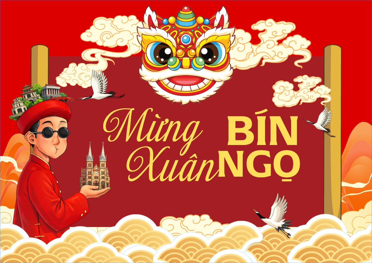 Mẫu Thiệp chúc mừng Mừng xuân bính ngọ — LayerPic