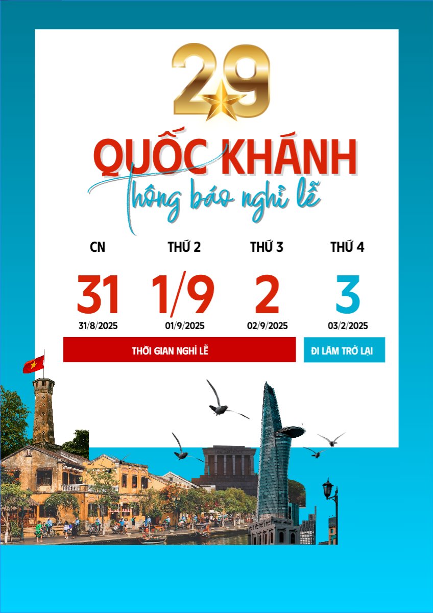 Mẫu Poster chuẩn 2/9, Quốc Khánh, lễ hội, thông báo, lịch nghỉ, Việt Nam, sự kiện, event, hiện đại, modern — LayerPic