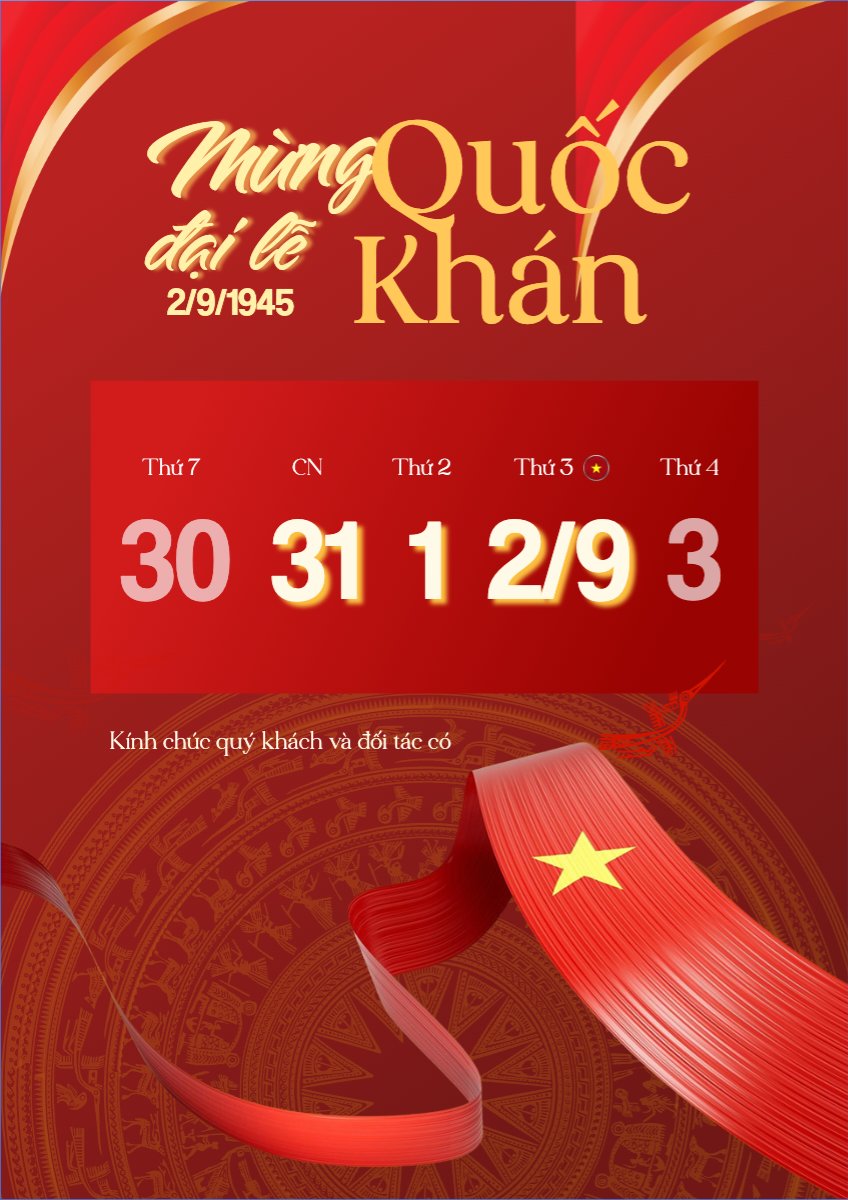 Mẫu Poster chuẩn 2/9, Quốc Khánh, lễ hội, thông báo, lịch nghỉ, Việt Nam, sự kiện, event, hiện đại, modern — LayerPic