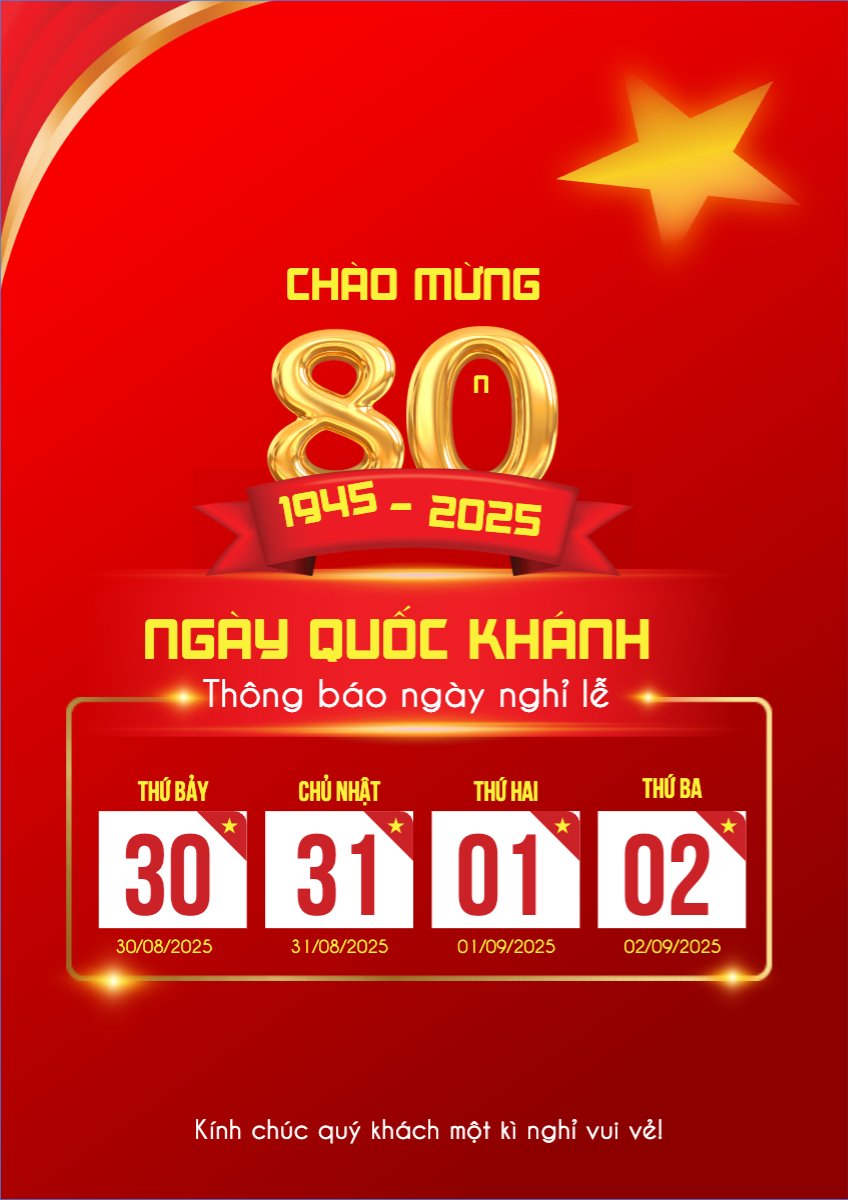 Mẫu Poster chuẩn 2/9, Quốc Khánh, lễ hội, thông báo, lịch nghỉ, Việt Nam, sự kiện, event, hiện đại, modern — LayerPic