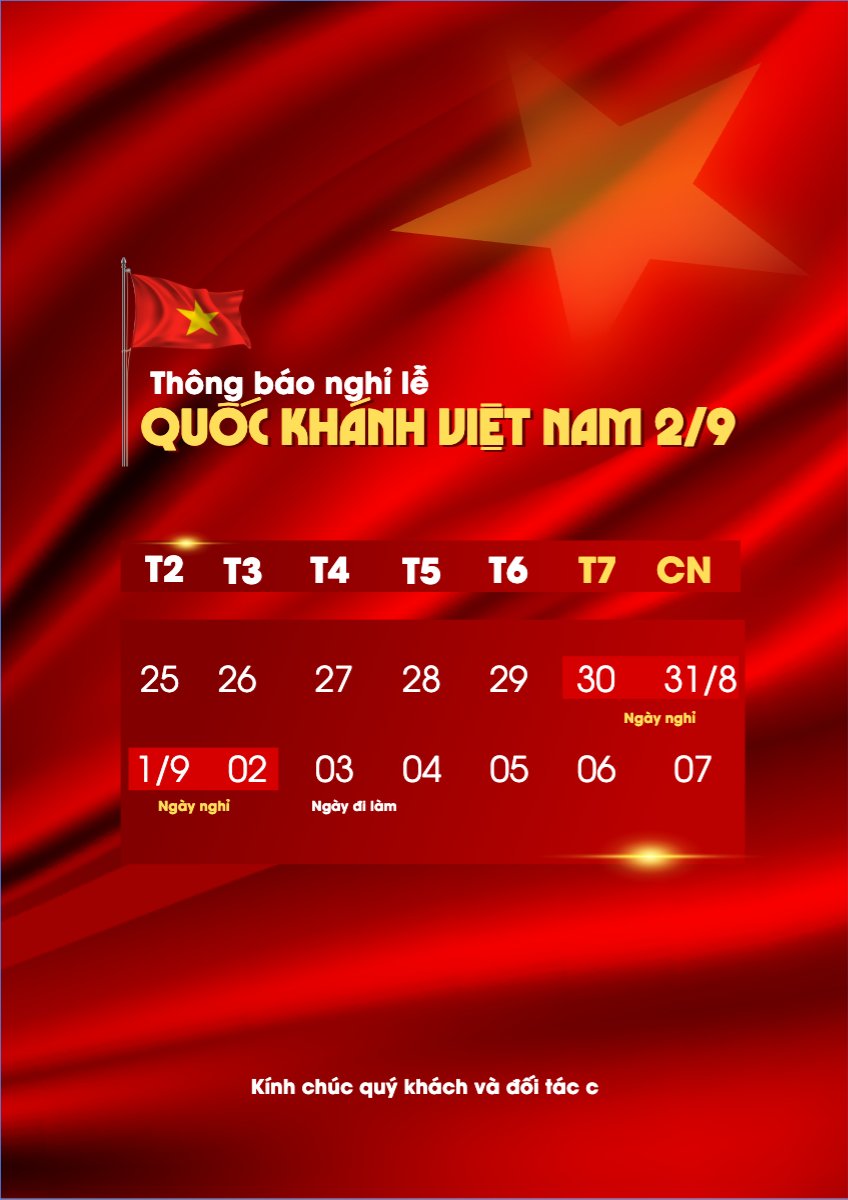 Mẫu Poster chuẩn 2/9, Quốc Khánh, lễ hội, thông báo, lịch nghỉ, Việt Nam, sự kiện, event, hiện đại, modern — LayerPic