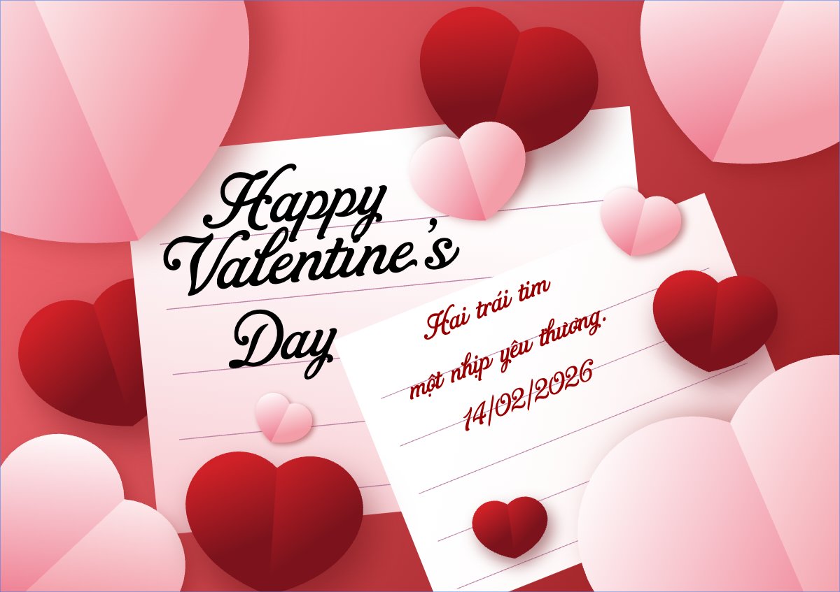 Mẫu Thiệp chúc mừng Happy valentine's day — LayerPic