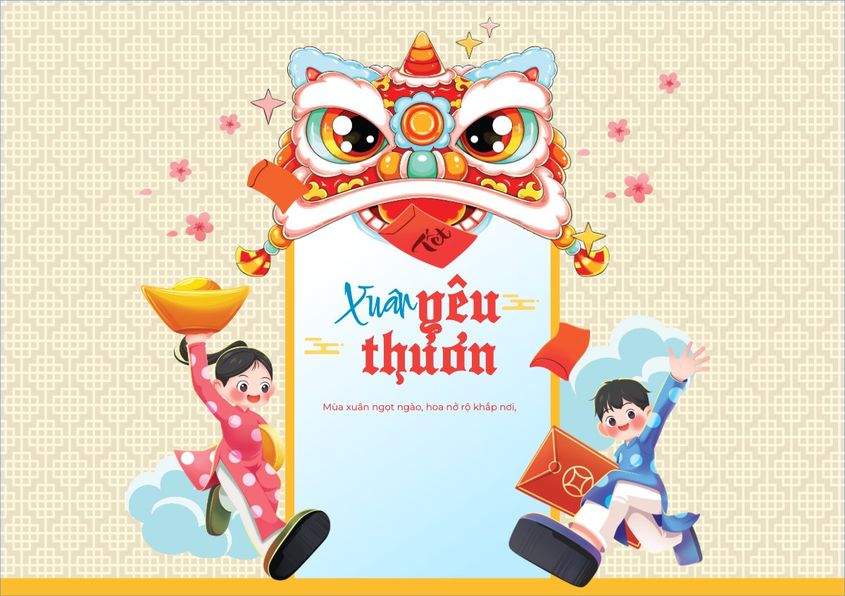 Mẫu Thiệp chúc mừng Xuân yêu thương 2026 — LayerPic