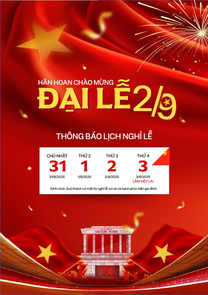 Mẫu Poster chuẩn 2/9, Quốc Khánh, lễ hội, thông báo, lịch nghỉ, Việt Nam, sự kiện, event, hiện đại, modern — LayerPic