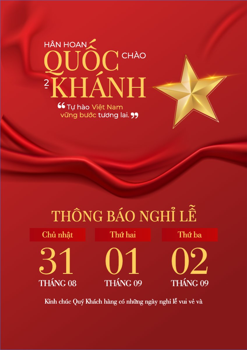 Mẫu Poster chuẩn 2/9, Quốc Khánh, lễ hội, thông báo, lịch nghỉ, Việt Nam, sự kiện, event, hiện đại, modern — LayerPic