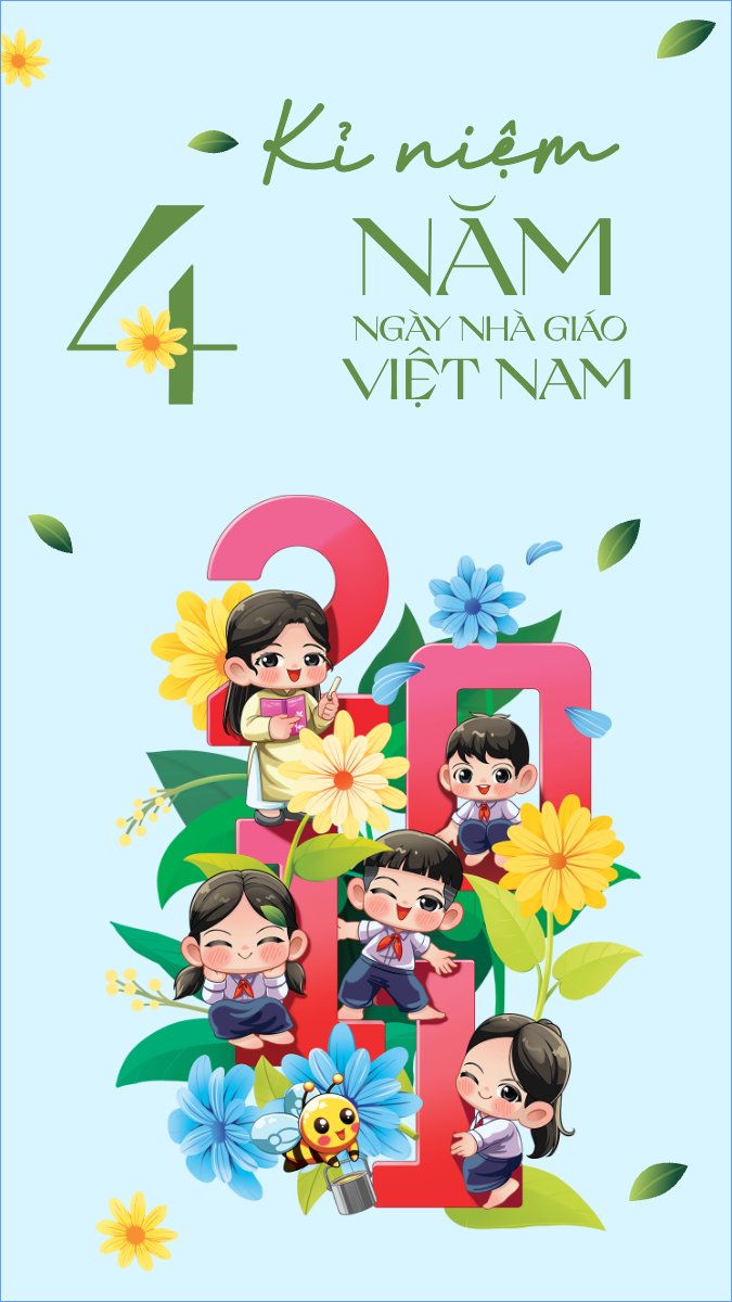 Mẫu Hình nền điện thoại Kỉ niệm 43 năm ngày nhà giáo — LayerPic