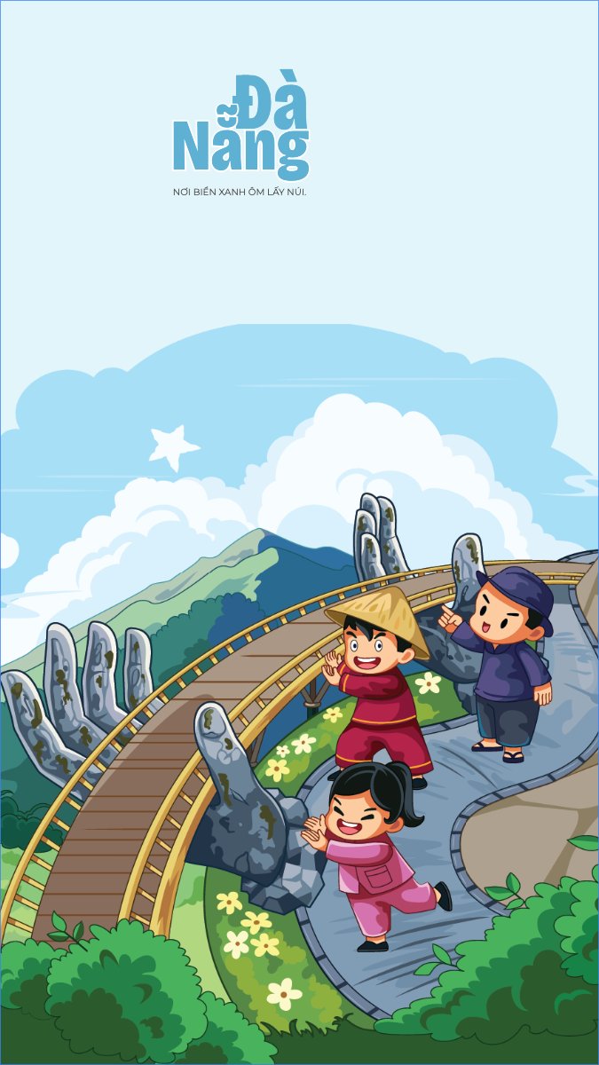 Mẫu Hình nền điện thoại Đà Nẵng, Việt Nam, địa danh, du lịch, travel, dễ thương, cute, chibi, hoạt hình, cartoon — LayerPic